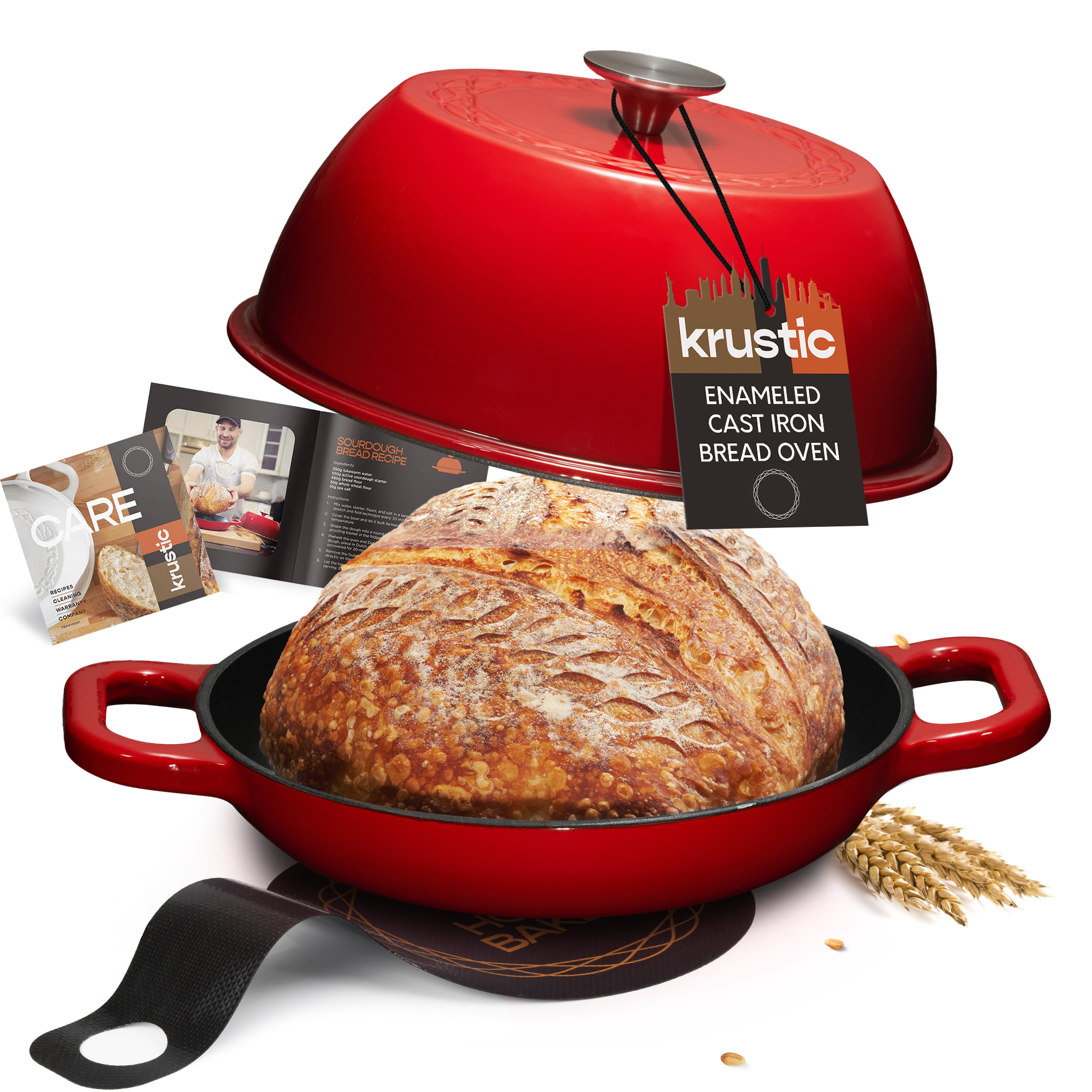 Krustic 6 QT Round Enameled Cast Iron Dutch Oven