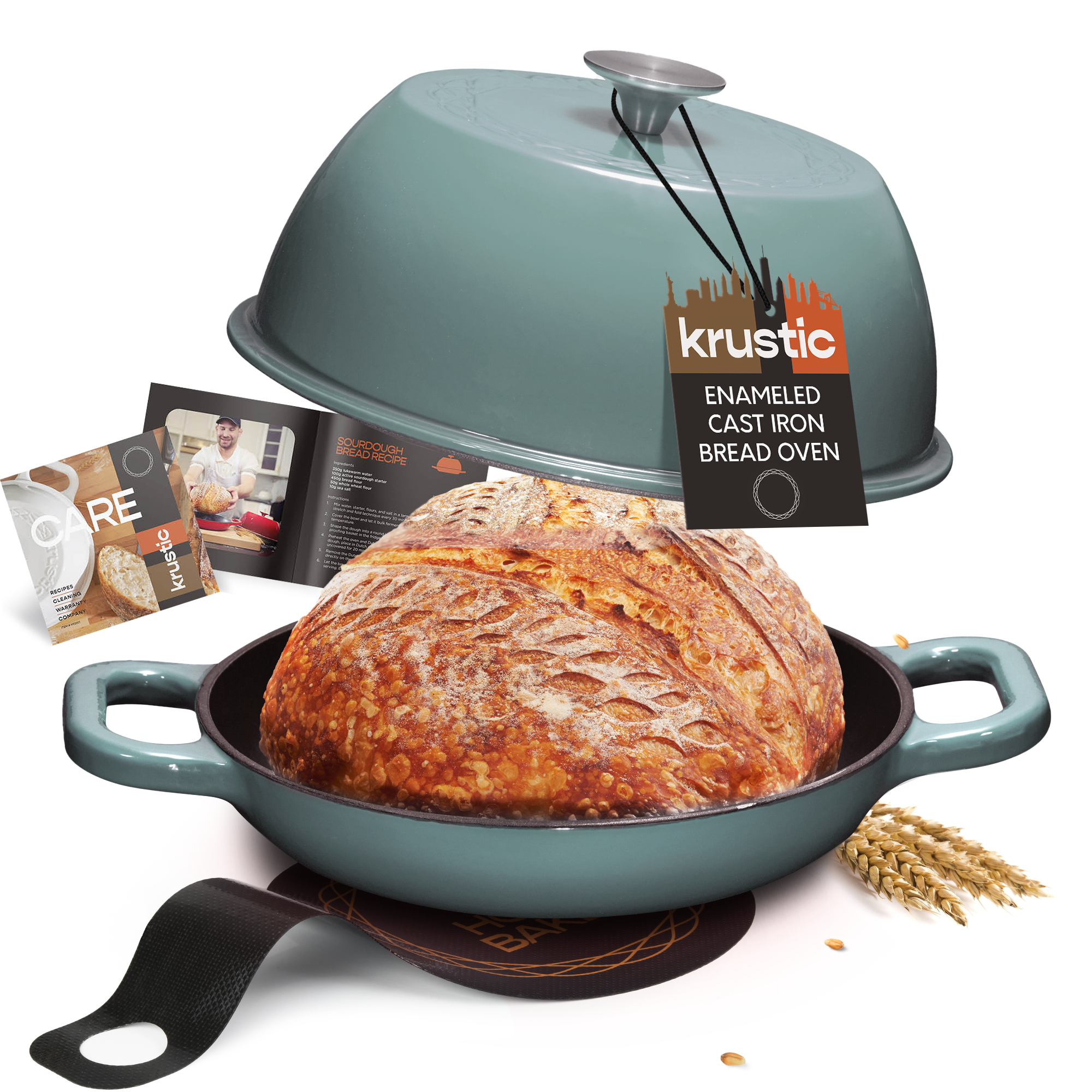 Krustic 6 QT Round Enameled Cast Iron Dutch Oven